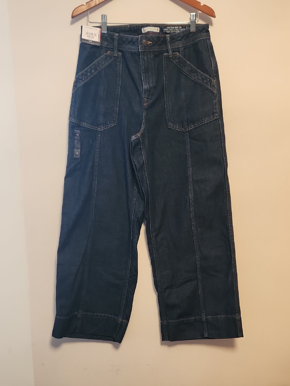Tommy Hilfiger Rigid Dark Wash Wide-Leg Carpenter Jeans Size 10 Womens